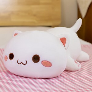 ANBER 고양이 바디필로우 성인애착인형, 50CM, 왕눈화이트