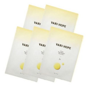 [BEST] 베리홉 VARI:HOPE 8 Days Pue Vitamin C Mask Pack+ 8일 미백 마스크팩 리프팅이 되는 탱탱 코팅 기미 색소침착 멜라닌 완화, 5개입, 1개