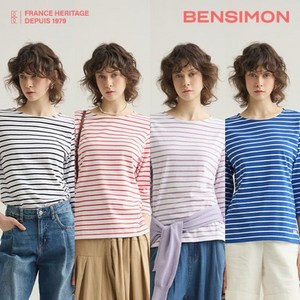 /벤시몽25SS 여성 코튼 블렌드 7부 스트라이프 티셔츠 4종 1380917