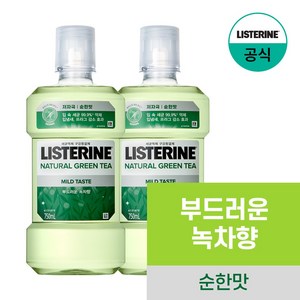 리스테린 내추럴 그린티 마일드 구강청결제, 750ml, 2개