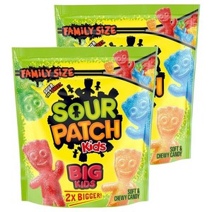 Mondelez Intenational SOUR PATCH KIDS 빅 키즈 소프트 & 츄이 젤리 샤워 패치 키즈 젤리, 800g, 2개