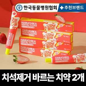 펫생각 하루치카 덴탈클린 강아지 바르는 치약 입냄새 치석 효소 충치 잇몸염증 제거 딸기향, 2개, 60g