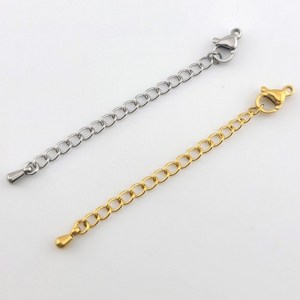 비즈톡 [S2-7-602]써지컬스틸 부자재 랍스터10mm+5cm 조정자 꼬리체인 2종, 무도금_♥10세트