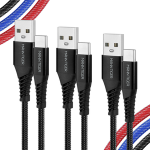 [1+1+1] 만타이거 라딕스 USB A to C타입 3A 고속충전 케이블, 3개, 블랙, 3m