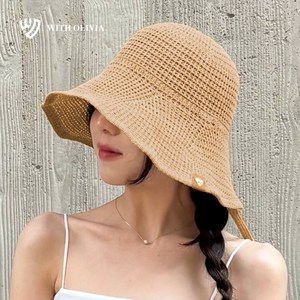 위드올리비아 국산 챙넓은 밀짚 턱끈 벙거지모자