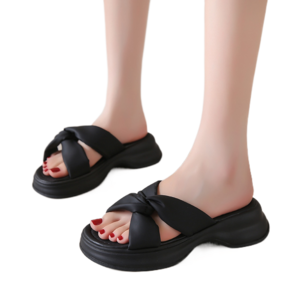 여성 키높이슬리퍼 여름 통굽 4.5cm 크로스 스트랩 모던 슬리퍼 Women's slippers