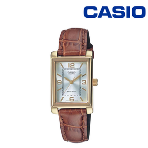 카시오 여성용 스퀘어 골드 브라운 가죽시계 CASIO LTP-1234PGL-7A