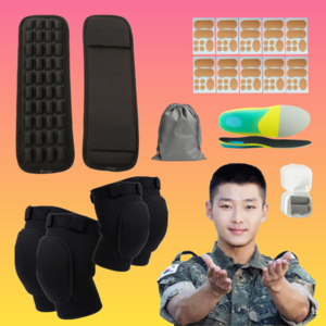 디앤제이 훈련소 준비물 실속 7종 세트 신형 군장 어깨보호대 무릎 팔꿈치보호대 실리콘깔창 물집보호패드10매 귀마개 더스트백, 1개