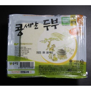 콩세알 찌개용 두부 화학 첨가제 0% 천연간수 사용 Non GMO 국산콩 100%, 1개, 340g