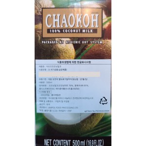 THAI 차오코 코코넛 밀크팩 500ml woldfood, 1개