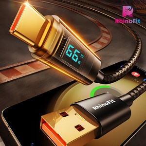 라이노핏 USB A to C 66W PD 고속 충전 투명 디스플레이 케이블 (1.2M)/(2M), 1개, 1.2m