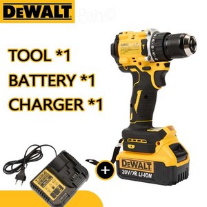 DEWALT 브러시리스 임팩트 드릴 컴팩트 20V 충전 피스톨 드릴 리튬 전기 드릴 DCD805, 1) 1 electric 1 chargin