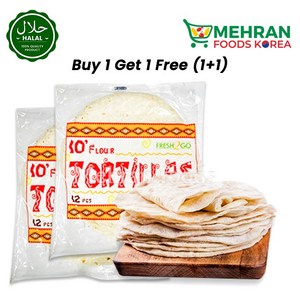 Fesh2Go Totilla Bead (Roti) 10 Inch (12pcs) (1+1) 1536g 또띠아 10인치, 2개, 768g