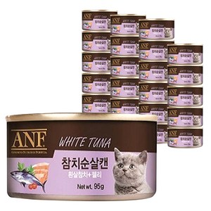 에이엔에프 고양이 간식캔 생선, 흰살참치 + 젤리, 95g, 24개