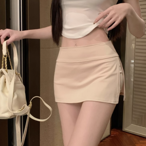 예쁨시전 [속바지 안감] 뱃살커버 밴딩 하이 트레이닝 트임 숏 미니 스커트