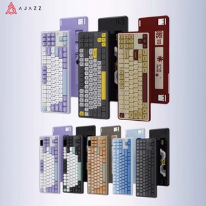 [chengyi] AJAZZ AK870 po 무선 87키 게이밍 기계식 키보드 객제화키보드 3핀5핀 설정가능 RGB gasket 핫스왑DIY 4000mah, 블랙옐로우, 선물축