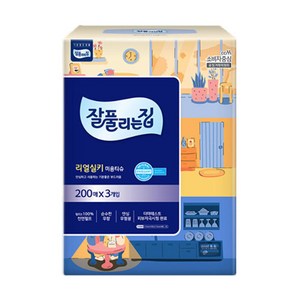 잘풀리는집 각티슈(200매-3개입) 미용티슈 천연펄프 휴지 화장지, 200매, 3개