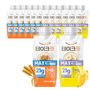 테이크핏 맥스 다이어트 단백질 프로틴 고소한맛 12개 + 바나나맛 12개 음료 21g 24개입, 24개, 250ml