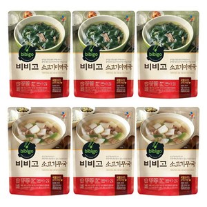 비비고 소고기미역국 500g 3개+소고기무국 500g 3개, 1세트