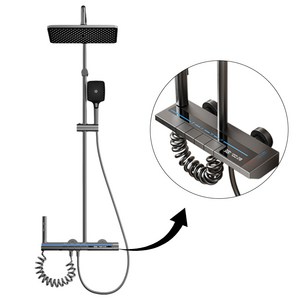 ALLILIO 고급형 해바라기 샤워기 세트 독일기술 디자인 지능 항온 고화질 수온 디스플레이 30cm연장 막대기+증대된 크루스 커불리눔 증정, 해바라기 샤워기+연장봉, 1개