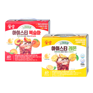 꽃샘 스테비아 아이스티 레몬 40T +복숭아 40T, 400g, 1개, 40개입