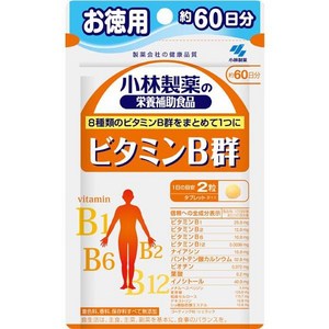 kobayashi 코바야시 제약 비타민B군 이노시톨 판토텐산 칼슘 함유 특가상품 [120정 60일분] 지퍼백포장, 1개, 120정