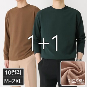 [1+1] 지지블랙 프레디 베이직 기모 라운드 티셔츠 받쳐입기 좋은 기모티 빅사이즈 M~2XL