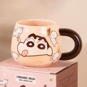 짱구 페이스 둥근 손잡이 머그 460ml, 손잡이 초코, 1개