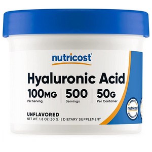 뉴트리코스트 히알루론산 파우더 100mg 50g Nutricost Hyaluronic Acid, 1개, 기본