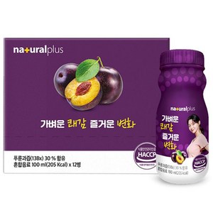 내츄럴플러스 가벼운 쾌감 즐거운 변화 푸룬 주스, 100ml, 12개