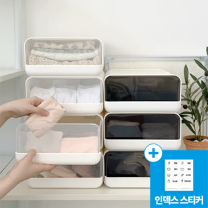 [KC인증] 데미무드 이클립 적층식 칸칸이 서랍형 속옷정리함, 15칸, 반투명 화이트, 1개