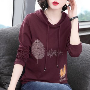 여성용 얇은 긴팔 자수 후드 맨투맨 Women's Sweatshirt 비보뉴 A31 G168S295