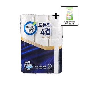 깨끗한나라 도톰한 데코 화장지(천연펄프 4겹) 25M x 30롤 + 휴그린 KF94 마스크, 1개