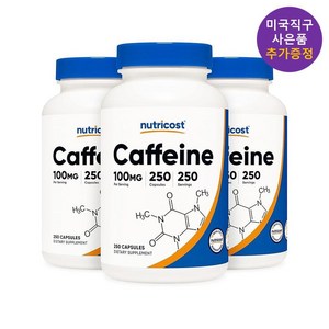 뉴트리코스트 무수카페인100mg 250캡슐 x3통 사은품 추가증정, 3개, 250정