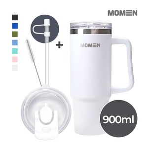 모멘빅터텀블러 대용량텀블러 손잡이 빨대 진공 304, 900ml, 티타늄화이트, 1개