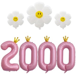[해피쏘굿] 40인치 왕관 숫자 (1000~3000) +데이지 풍선세트, 2000, 1세트, 핑크숫자