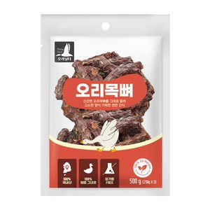 [잘먹개] 강아지 수제 간식 국내산 오리목뼈 500g 대용량, 1개