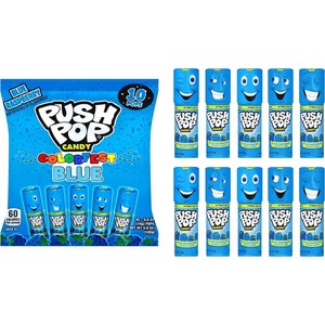 푸시팝 Push Pop 블루 컬러 페스트 블루 라즈베리 캔디 10개입, 140g