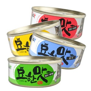 바이캣 묘한맛 고양이 간식캔 참치 4가지맛 콤보 80g x 24p, 참치 + 헤어볼 혼합맛, 참치 + 닭가슴살 혼합맛, 참치, 참치 + 타우린 혼합맛, 1세트