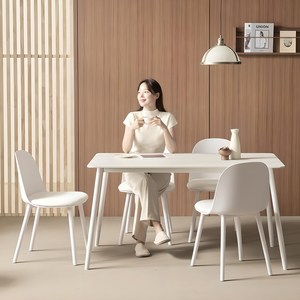 보니애가구 포지타노 포세린 세라믹 식탁세트 4인용 방문설치, 화이트 + 화이트, 일반의자 4