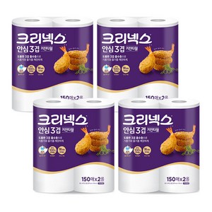 크리넥스 안심 3겹 키친타월 120매 12롤 2개, 크리넥스 안심 3겹 키친타월, 150매, 2롤, 4개, 24개