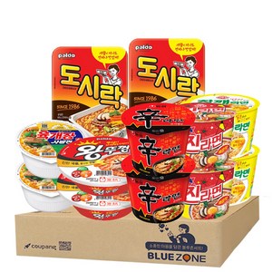 [블루존] 오뚜기 농심 팔도 용기컵라면 6종 (진라면 매운맛2+참깨라면2+신라면2+육개장사발면2+왕뚜껑사발2+도시락2), 1세트