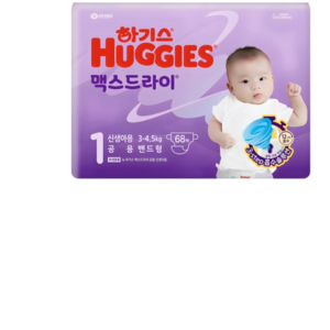 하기스 NEW 맥스드라이 밴드형 기저귀 남녀공용, 1단계, 68매