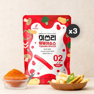 미쓰리 떡볶이양념 02 보통맛 50gx3개 / 즉석떡볶이 국물떡볶이 레시피 간식 야식 분식 캠핑 밀키트 쌀떡 누들떡 밀떡 매콤 매운 소스 푸드, 50g, 3개