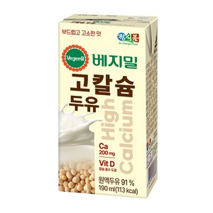 베지밀 고칼슘 두유 190mlx16팩x5박스 80팩, 80개, 190ml