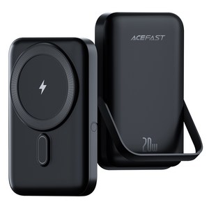 ACEFAST 맥세이프 거치대 고속충전 미니 무선 대용량 보조배터리 10000mAh, 블랙