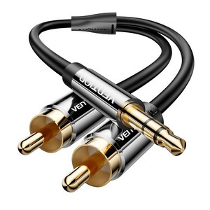 벤션 금도금 단자 3.5mm 스테레오 to 2 RCA 오디오 케이블 BCF, 블랙, 0.5m, 1개