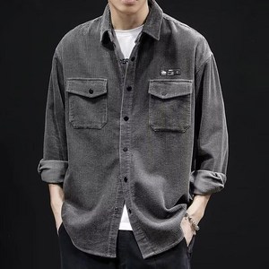 빅사이즈 M~5XL 남성 코듀로이 남방 셔츠 캐주얼 루즈핏 골덴 남방 긴팔 셔츠 긴팔티 간절기