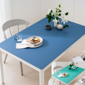 (14colos 11size) 롤로아 100% 방수 가죽 식탁보 테이블보, 140x80cm, 양면-7 (Deepblue+Deepmint), 1개