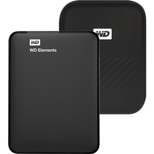 WD Elements Potable 휴대용 외장하드 + 파우치, 2TB, 블랙